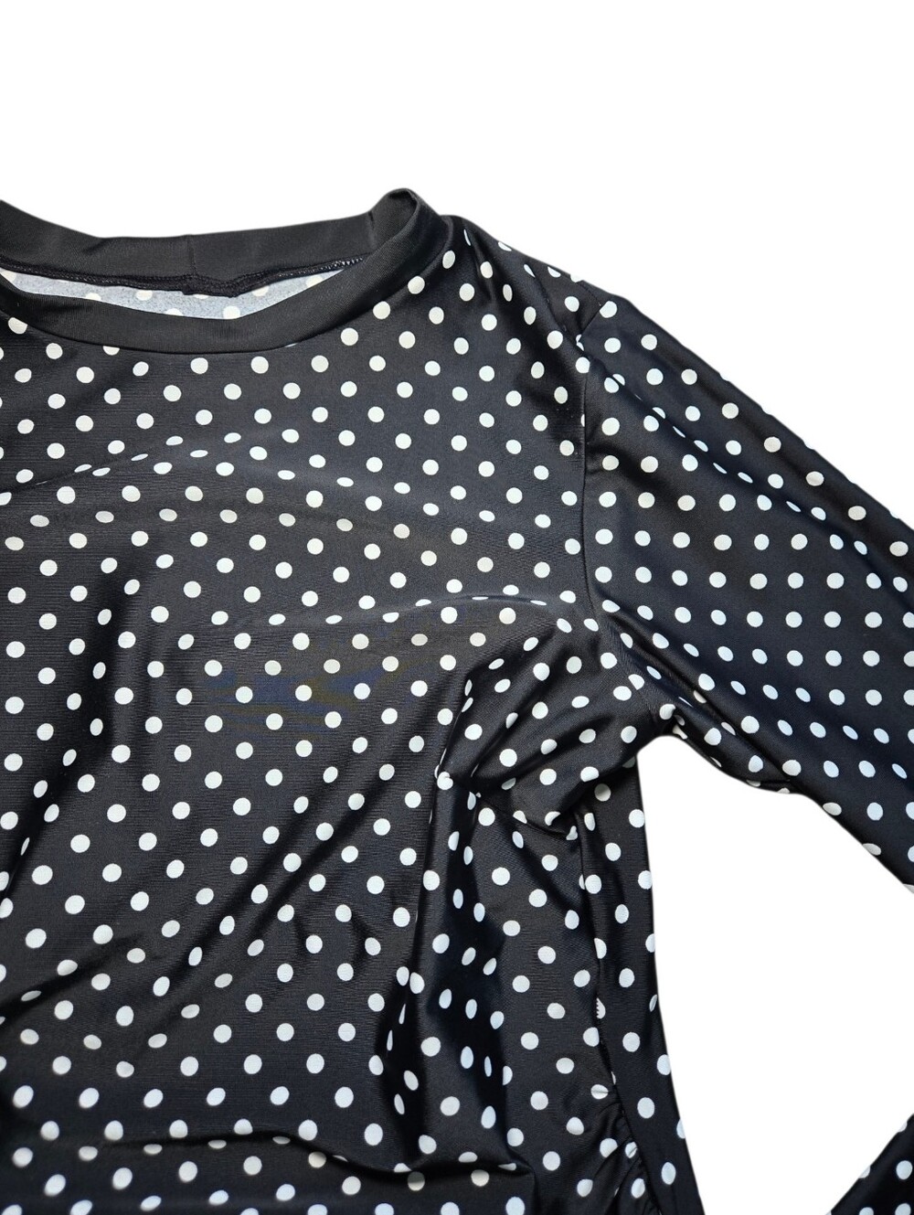 Maternity Polka Dot Long Sleeve Rash Guard - Black/White - Picture 2 of 7